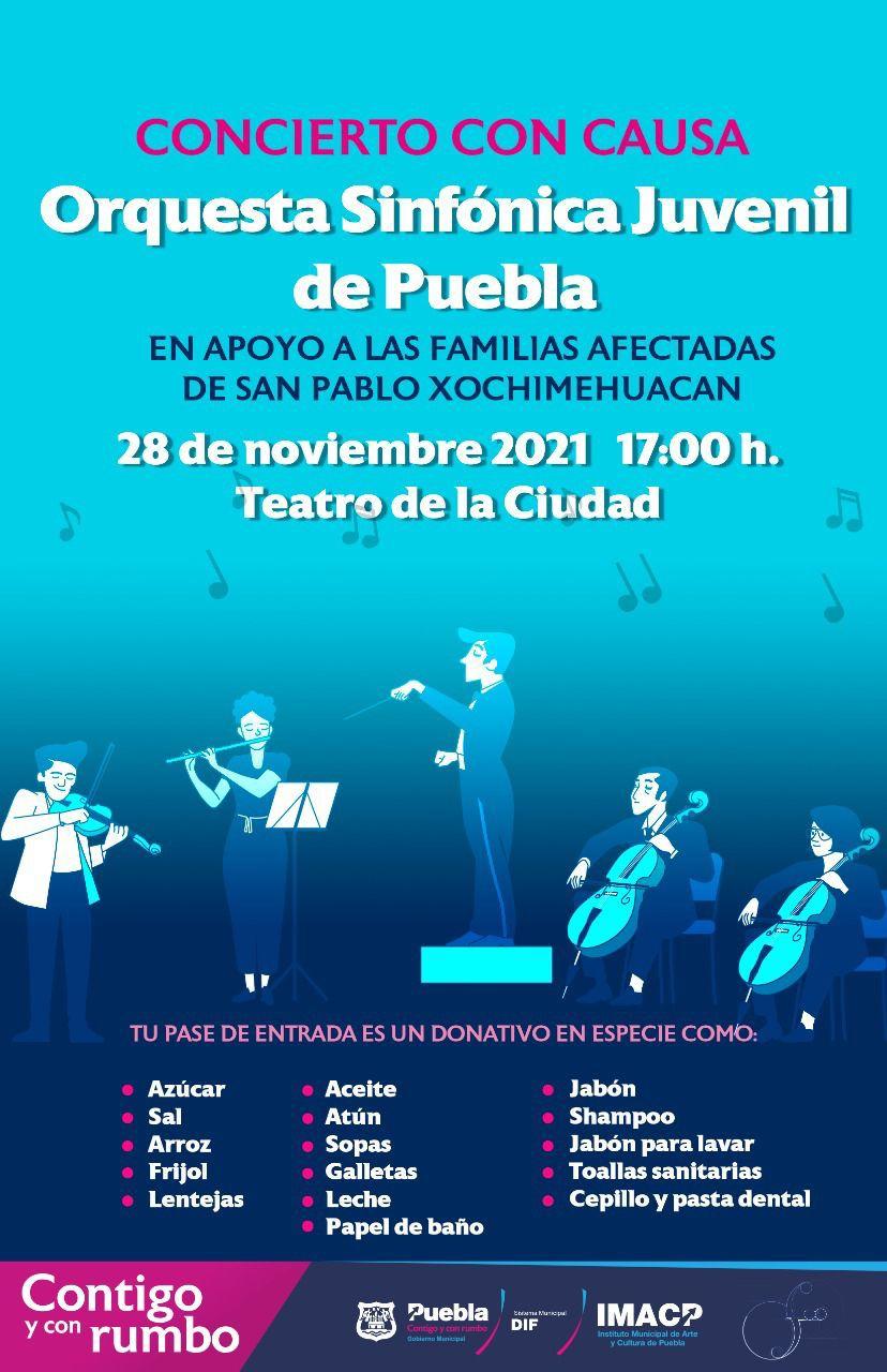 Invita Ayuntamiento de Puebla a Concierto con Causa