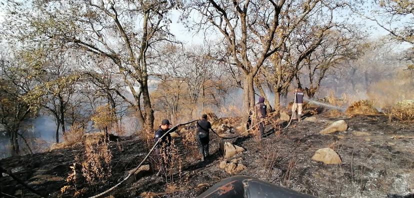 Intentan sofocar incendios cerca de zona arqueológica en Tlalancaleca