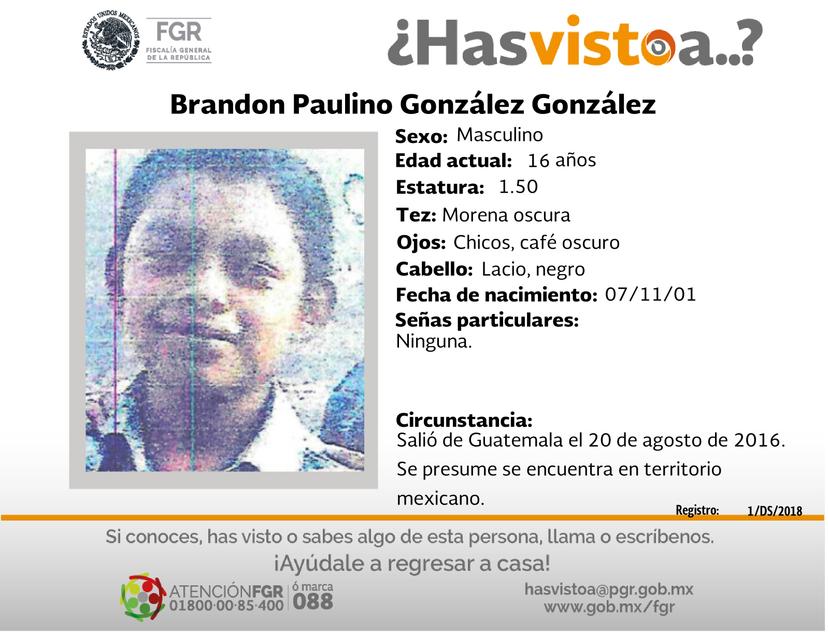 Ayúdanos a localizar a Brandon Paulino González
