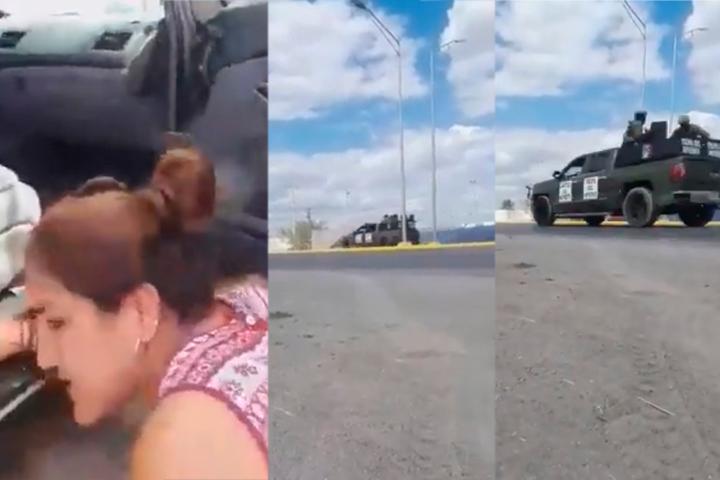VIDEO En medio de balacera, mujer se pone a rezar