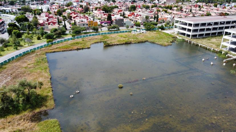 Abandonado e inundado, el terreno para sustituir el IMSS San Alejandro