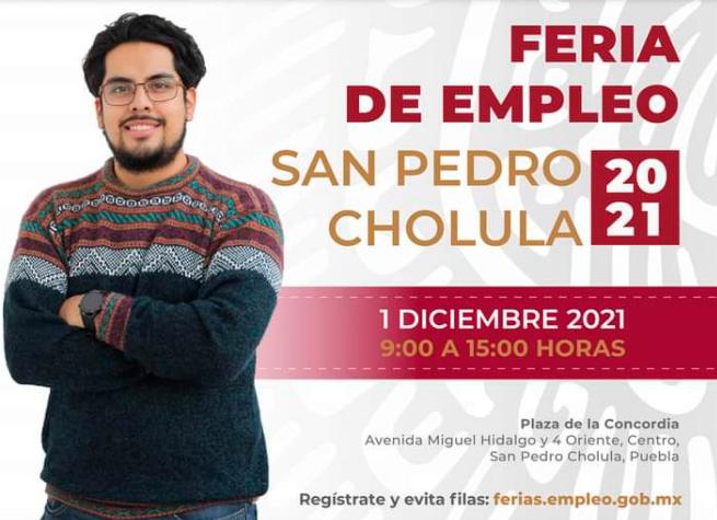 Secretaría de Trabajo invita a la feria del empleo en San Pedro Cholula