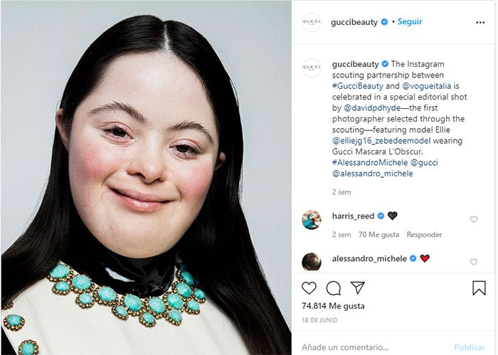Modelo con síndrome de Down realiza campaña para Gucci