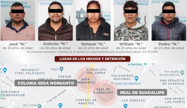 Detienen a cinco por robo a casa en Real de Guadalupe