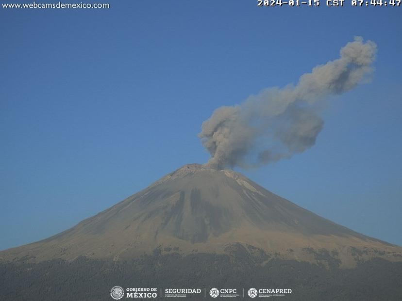 Popocatépetl registra 64 exhalaciones y 1158 minutos de tremor en 24 horas