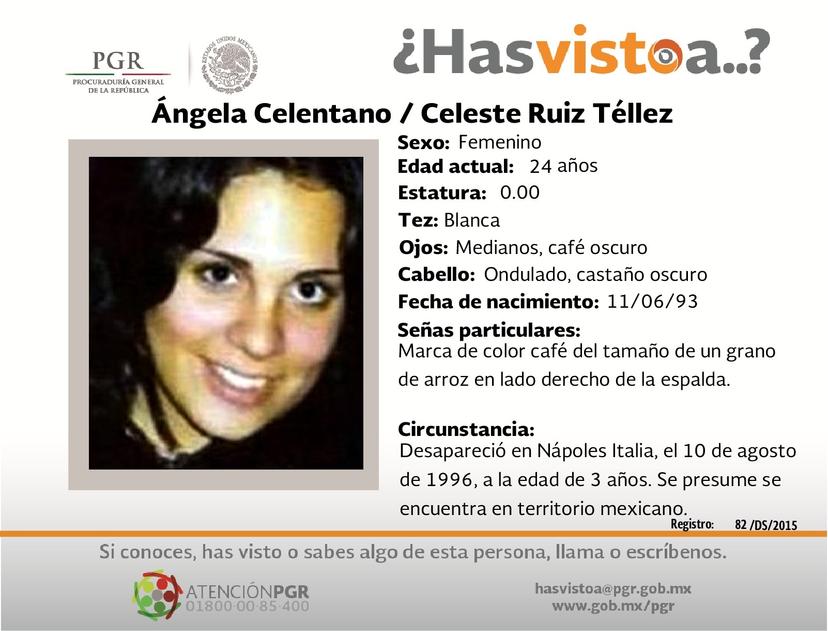 Ayúdanos a localizar a Ángela Celentano o Celeste Ruiz