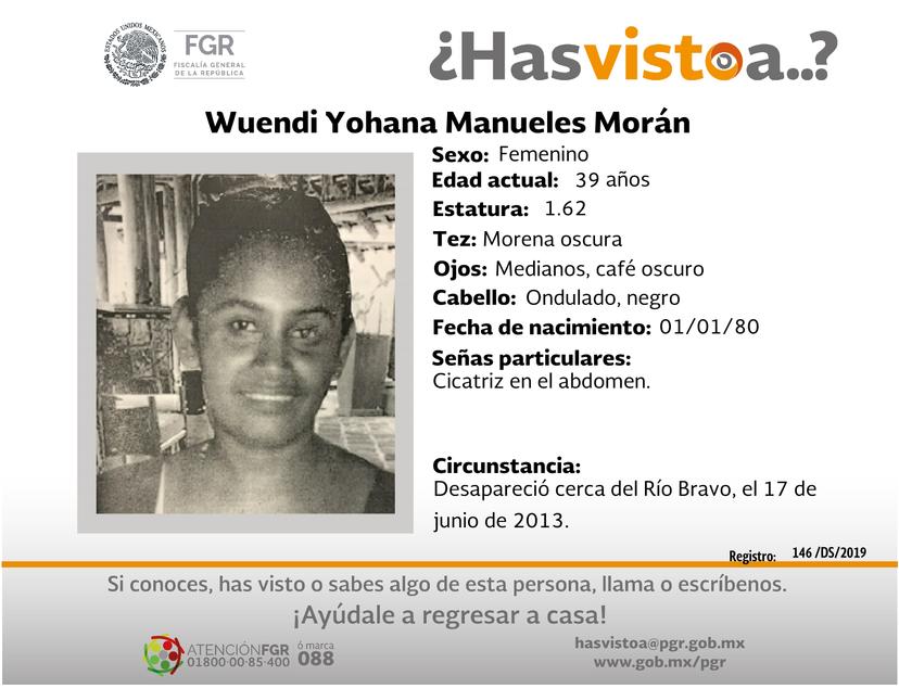 Ayúdanos a localizar a Wuendi Yohana Manueles