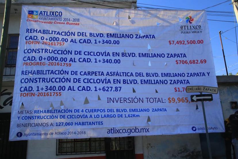 Inician rehabilitación de bulevar Emiliano Zapata en Atlixco