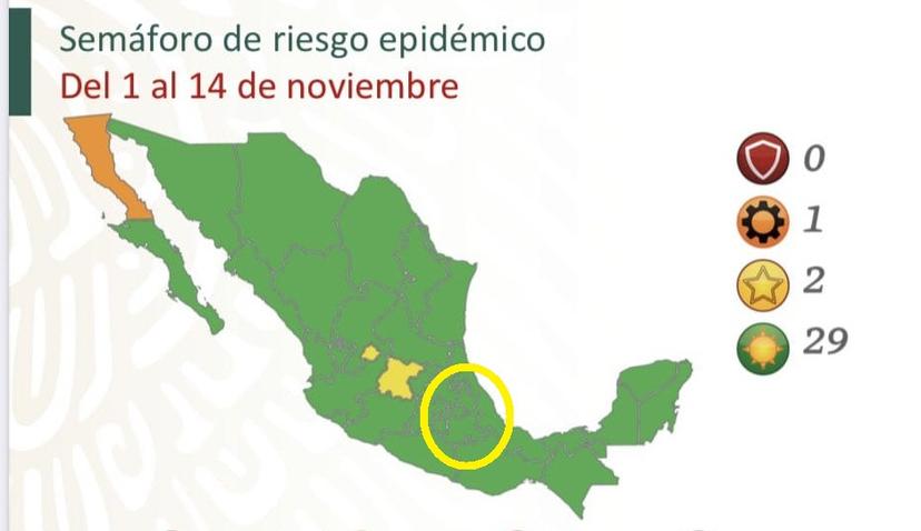 Puebla en semáforo epidemiológico verde hasta mediados de noviembre