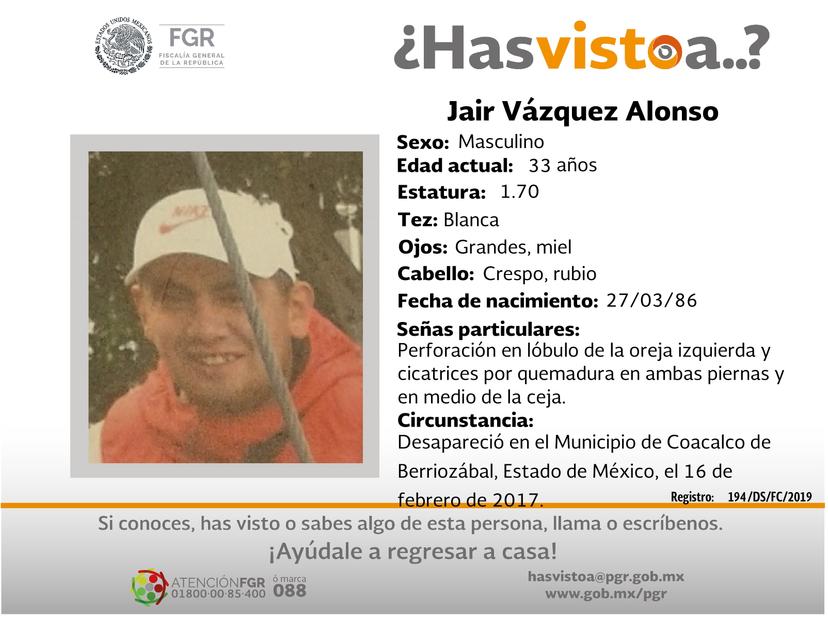 Ayúdanos a localizar a Jair Vázquez Alonso