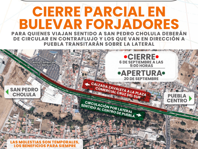 Habrá cierres viales por obras sobre Bulevar Forjadores