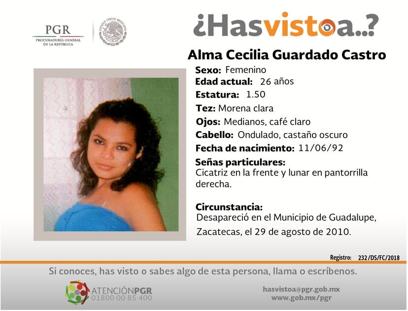 Ayúdanos a localizar a Alma Celia Guardado