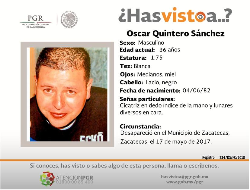 Ayúdanos a localizar a Oscar Quintero Sánchez