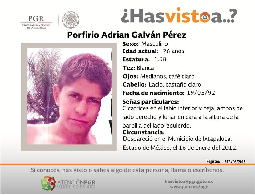 Ayúdanos a localizar a Porfirio Adrián