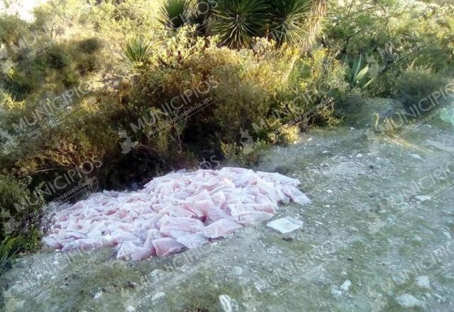 Arrojan 200 bolsas para diálisis a barranca de Tecamachalco