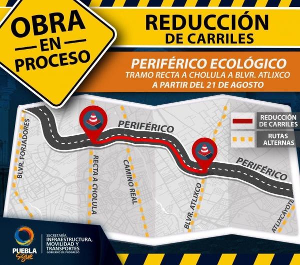 Anuncian reducción de carriles en el Periférico Ecológico 