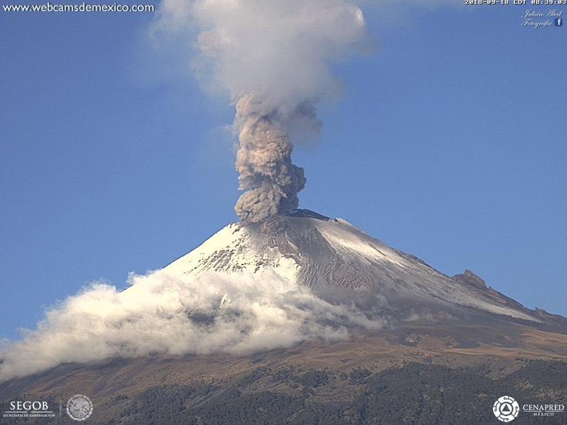 Registra explosión el Popocatépetl esta mañana