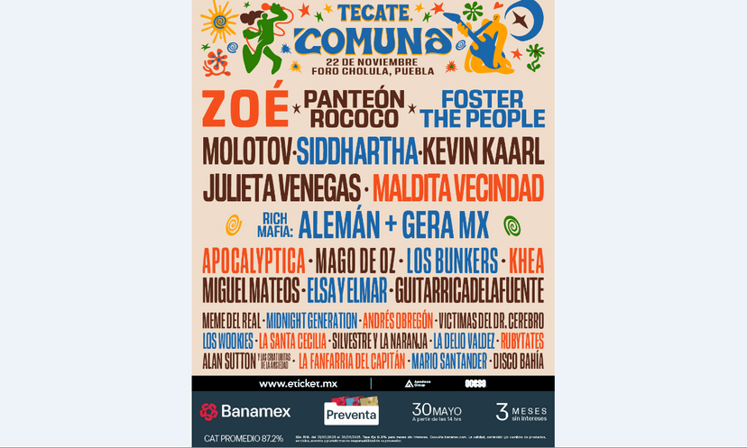 ¡Estos son los artistas que el Tecate Comuna trae para ti!