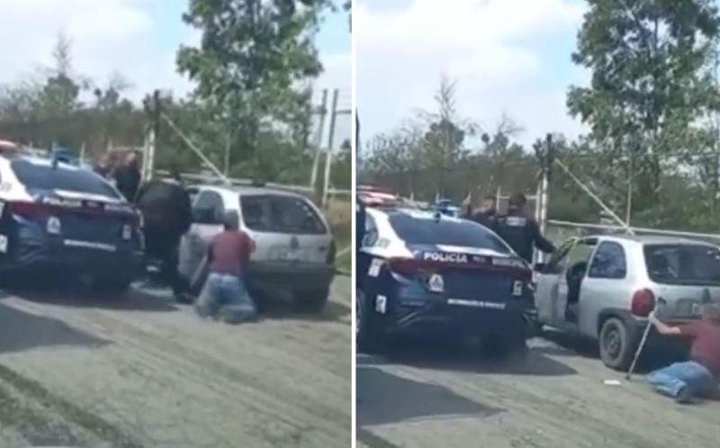 Policías de Cuautitlán golpean y avientan a un hombre con bastón