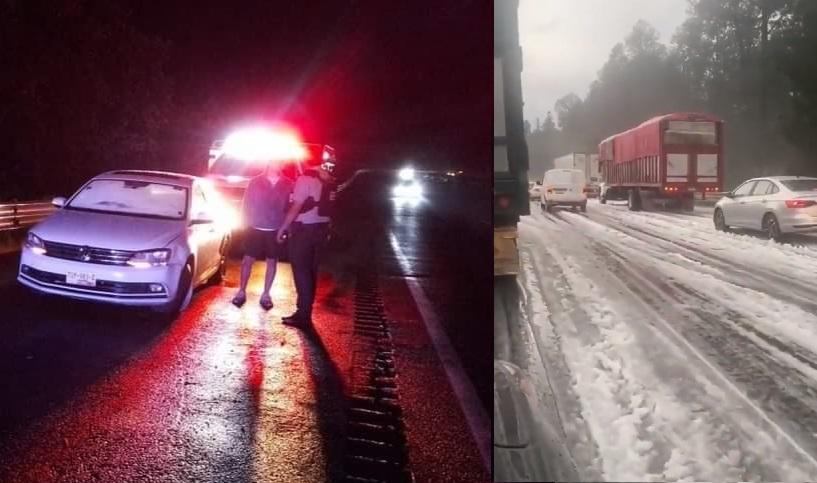 VIDEO Tremenda granizada pinta de blanco la México-Puebla