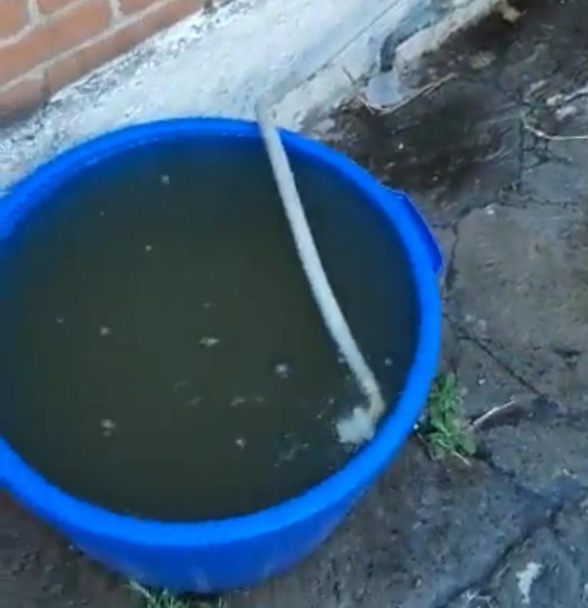 Vecinos de San Manuel acusan que reciben agua sucia en sus hogares