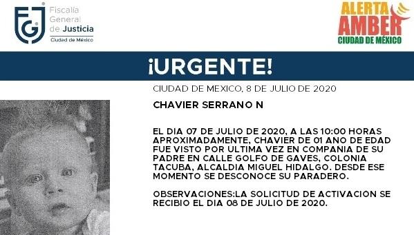 Desaparece niño de 1 años en CDMX, activan Alerta Amber