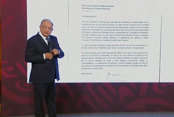 Pidió AMLO en carta a titular de la Sedena proceder por Ayotzinapa