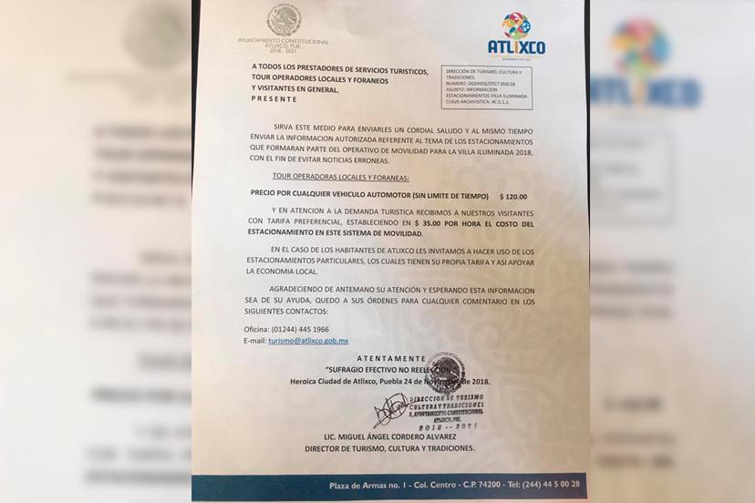 Habilitan cobro único en estacionamientos para Villa Iluminada