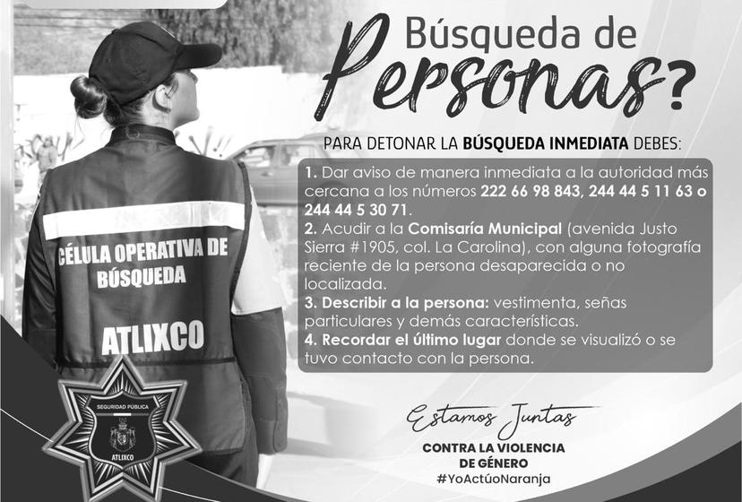 Entérate de cómo funciona la Célula de búsqueda de personas en Atlixco 