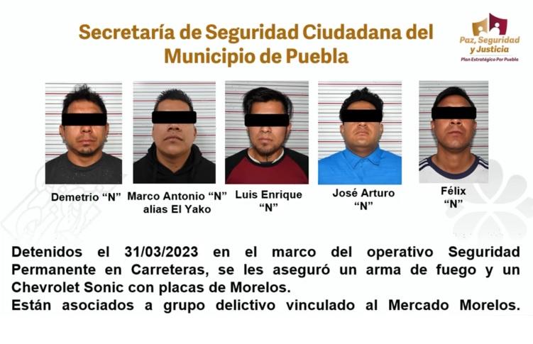 Aseguran con droga a 5 miembros de la Banda de El Barbas en Puebla