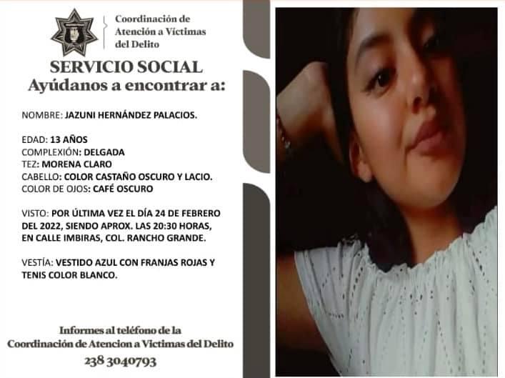 Desaparece niña de 13 años en Tehuacán; vecinos y GN se movilizan  