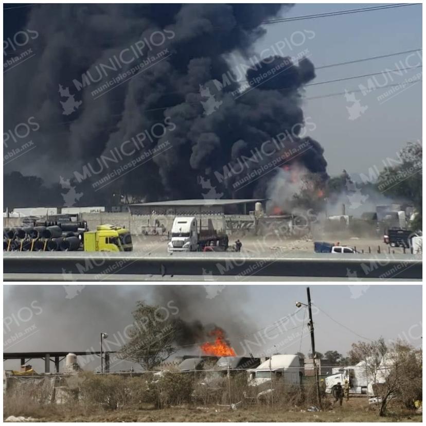 Video: Incendio en Xoxtla, se trataría de un depósito de combustible