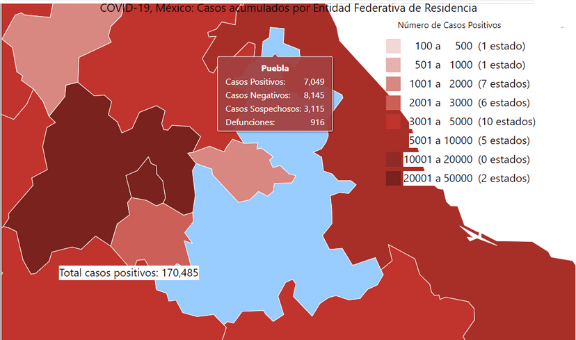 Rebasa Puebla los 900 decesos y los 7 mil contagios de Covid-19