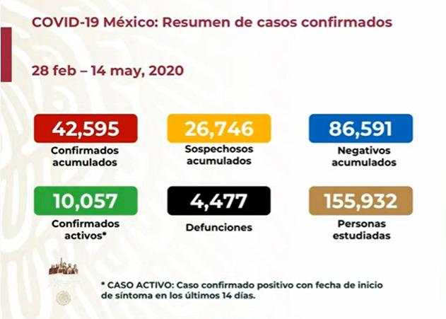 EN VIVO Hay 4477 muertos por coronavirus y 42596 casos positivos en México 