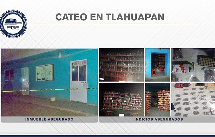 FGE aseguró mercancía robada, cartuchos y droga en Tlahuapan