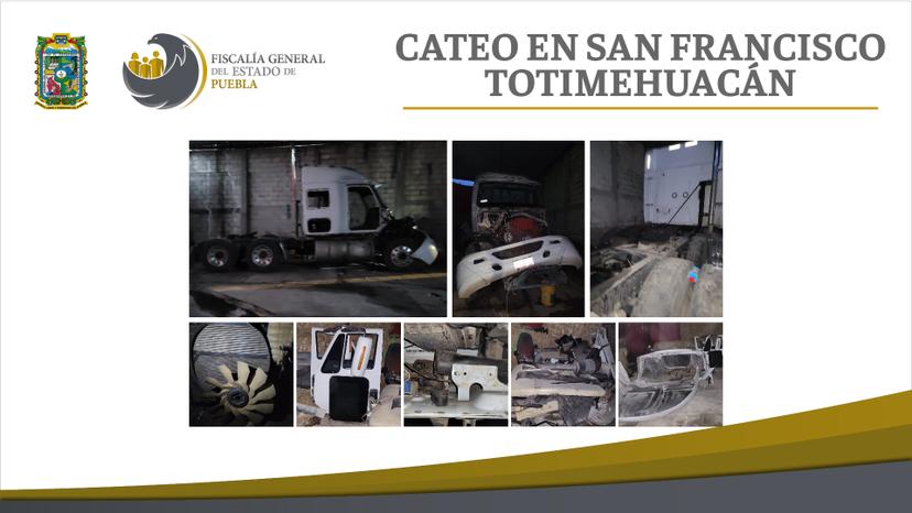 En cateo Fiscalía recupera tractocamión robado y autopartes en Puebla capital