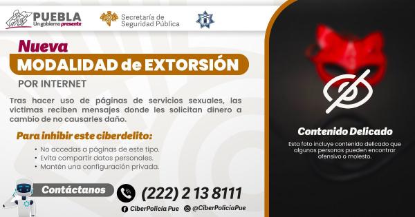 SSP Puebla advierte de casos de extorsión tras visitar páginas web para adultos