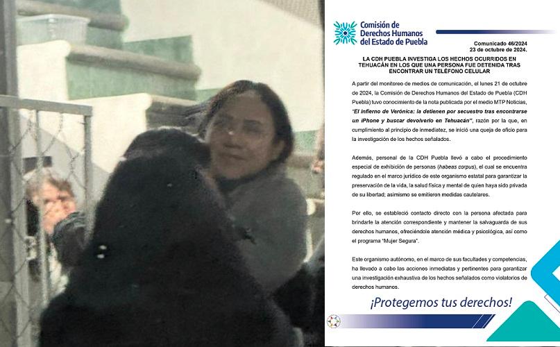 CDH abre queja por la detención de Verónica, acusada de secuestro en Tehuacán