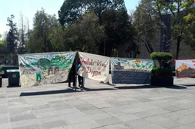 Protestan en CDMX contra obras en zona arqueológica de Cholula