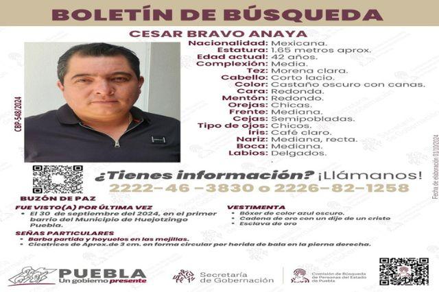 Hallan sin vida a César Bravo Anaya en San Martín Texmelucan