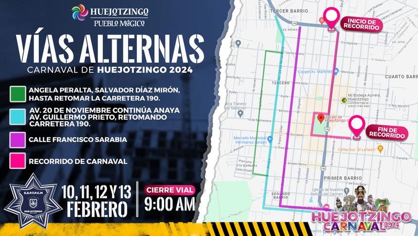 OJO Cierre de vialidades por Carnaval en Huejotzingo