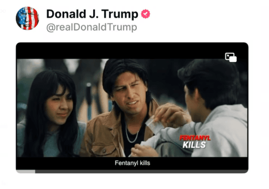 El presidente Trump retoma spot de fentanilo que INE quitó al gobierno