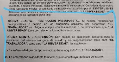 Enfermar de Covid es motivo de suspensión sin sueldo en la UTH