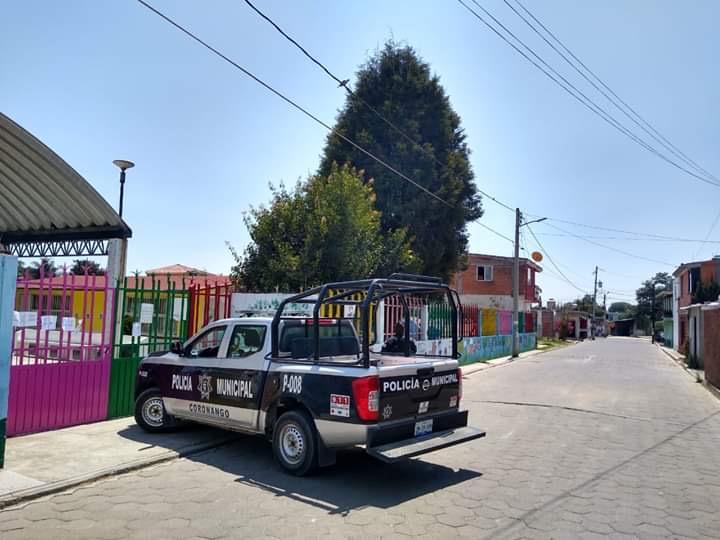 Refuerzan seguridad en escuelas de Coronango para evitar atracos 