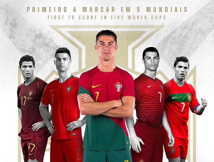 Cristiano Ronaldo, primer jugador en anotar en 5 mundiales