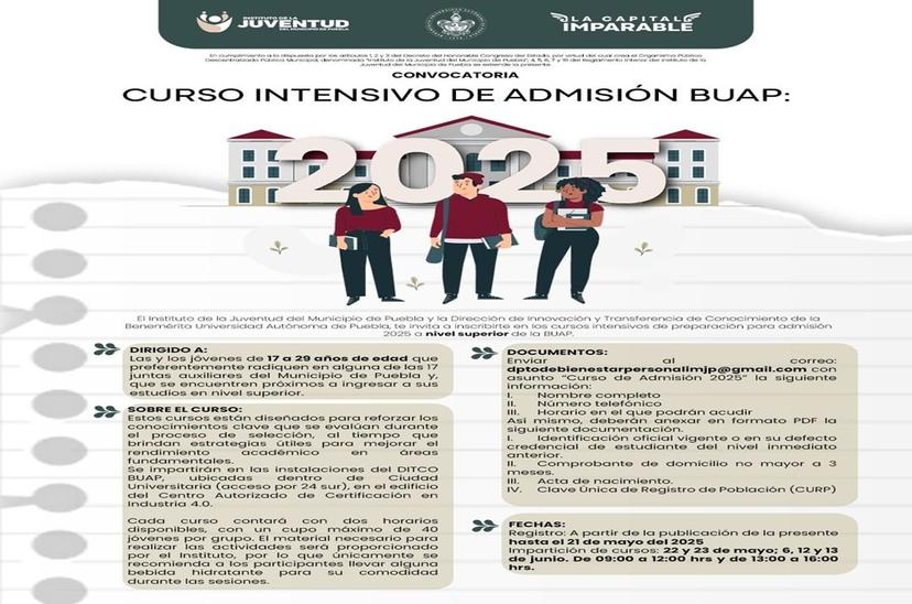 Ofrece IJMP a jóvenes cursos gratuitos de preparación para ingreso a la BUAP
