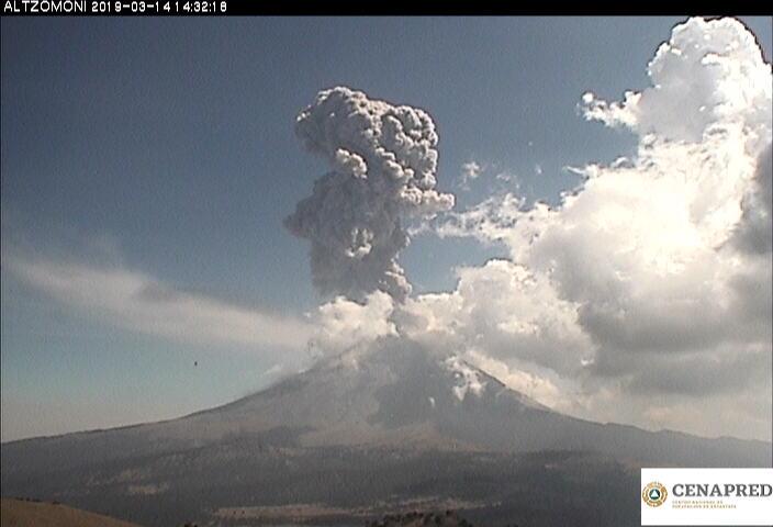 Registra constante actividad el Popocatépetl