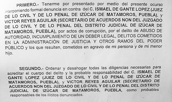 Denuncian a juez por actos de corrupción en Izúcar