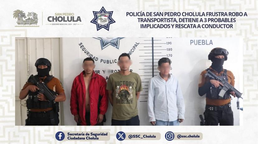 En Cholula frustran robo a transportista y detienen a implicados