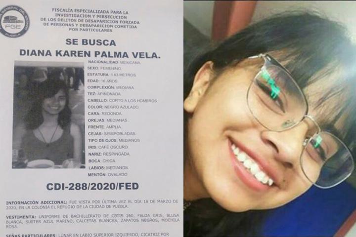 Diana despareció en la ciudad de Puebla, tiene 16 años